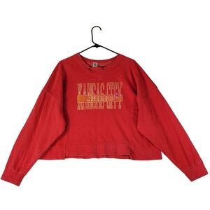 NFL Team Apparel Kansas City Chiefs Cropped Sweatshirt Red Womens XL Pullover